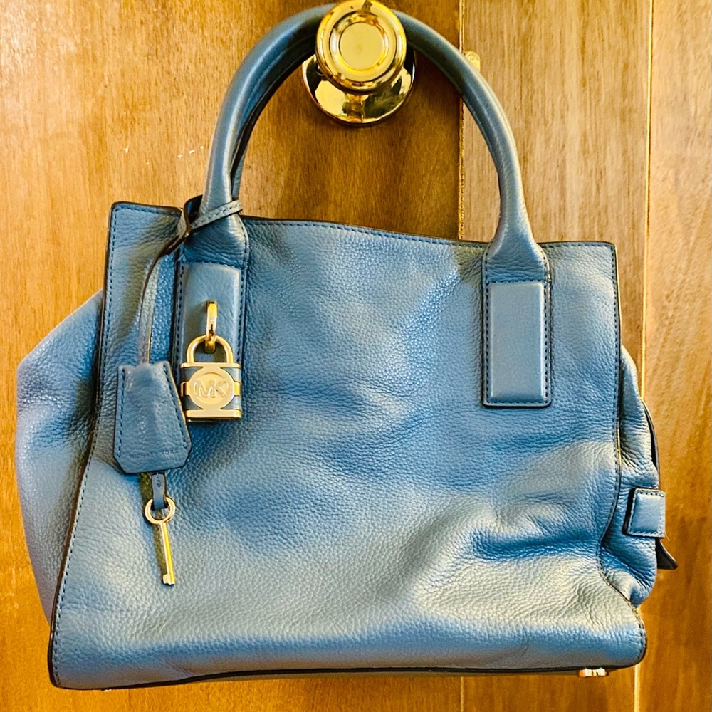 Blue Leather Handbag